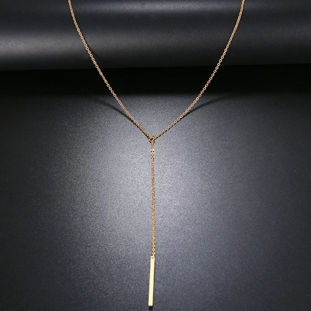 Simple Bar Y-Drop Long Lariat Necklace